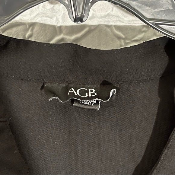 AGB Long Sleeve V Neck Drawstring High Low Black Dress - Picture 6 of 7